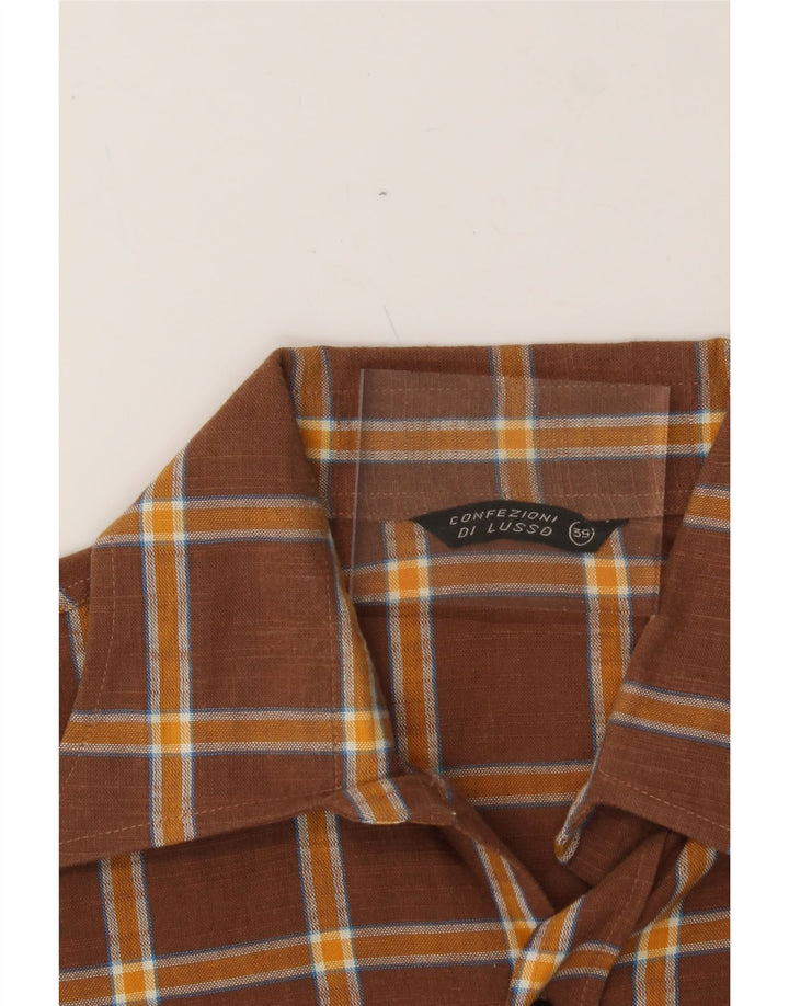 CONFEZIONI DI LUSSO Mens Short Sleeve Shirt Size 39 Medium Brown Check Vintage Confezioni Di Lusso and Second-Hand Confezioni Di Lusso from Messina Hembry 
