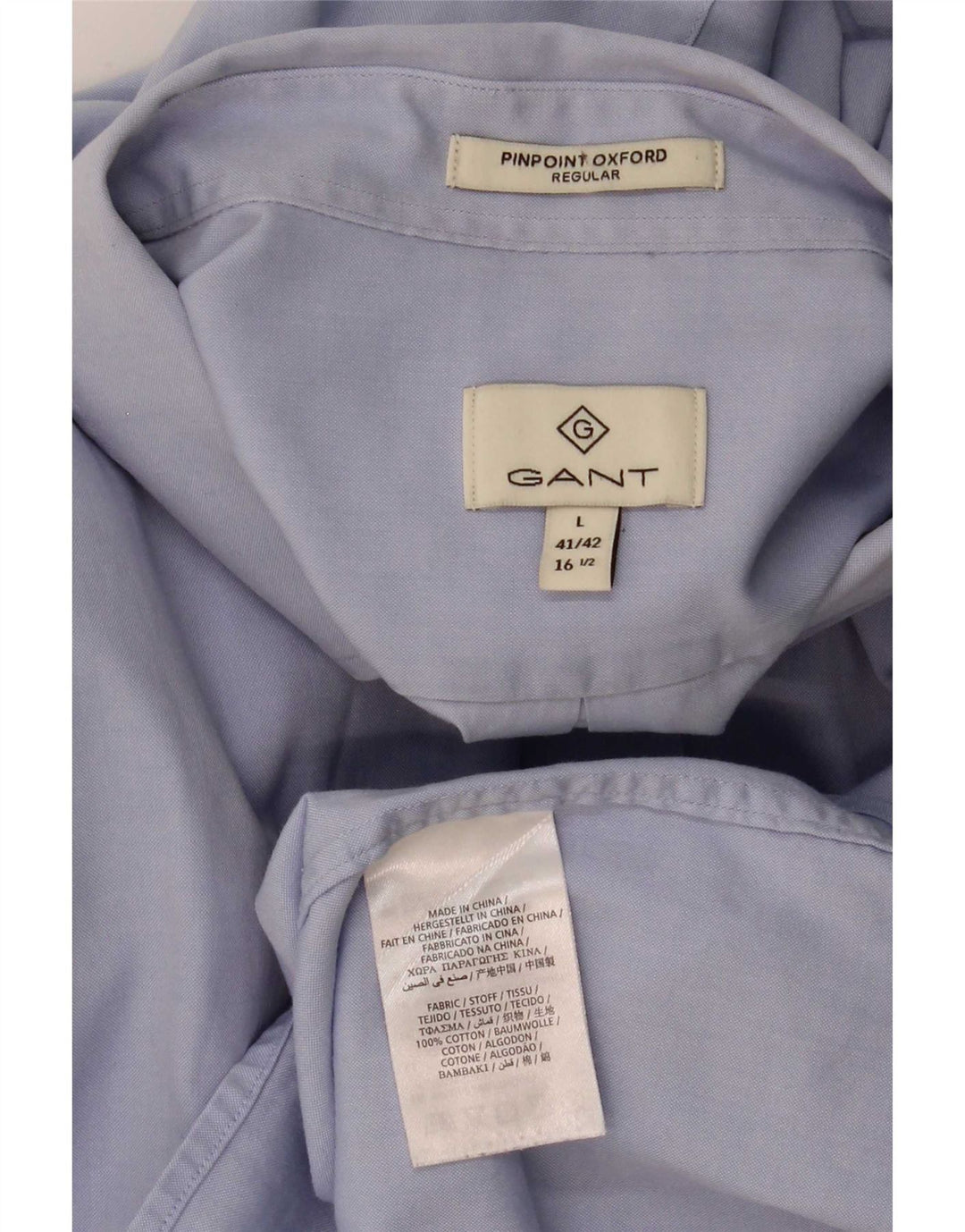 Gant Herren-Hemd mit normaler Passform, Größe 41/42, 16 1/2, große blaue Baumwolle