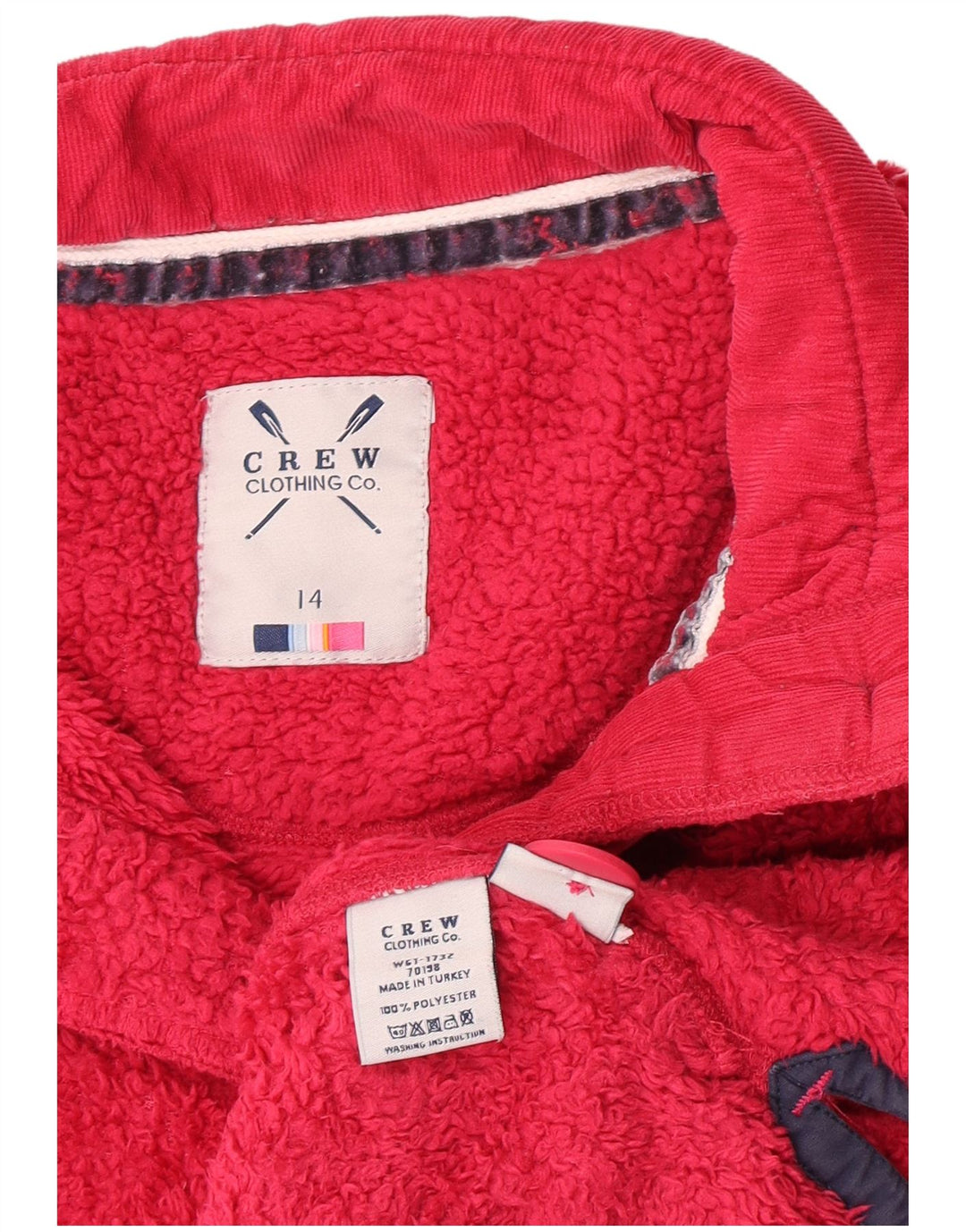 Crew Clothing Damen-Fleecepullover mit Knopfkragen, UK 14, Größe L, Rosa, Polyester