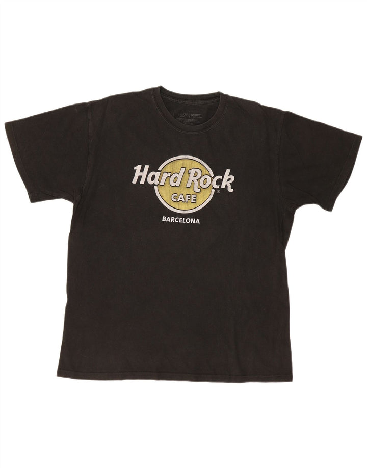 HARD ROCK CAFE Herren Barcelona Grafik-T-Shirt aus mittelschwarzer Baumwolle