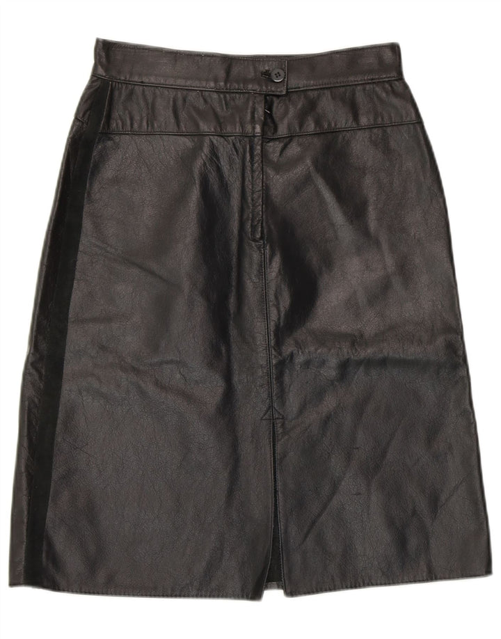 VINTAGE Damen Lederrock W26 Small Schwarz