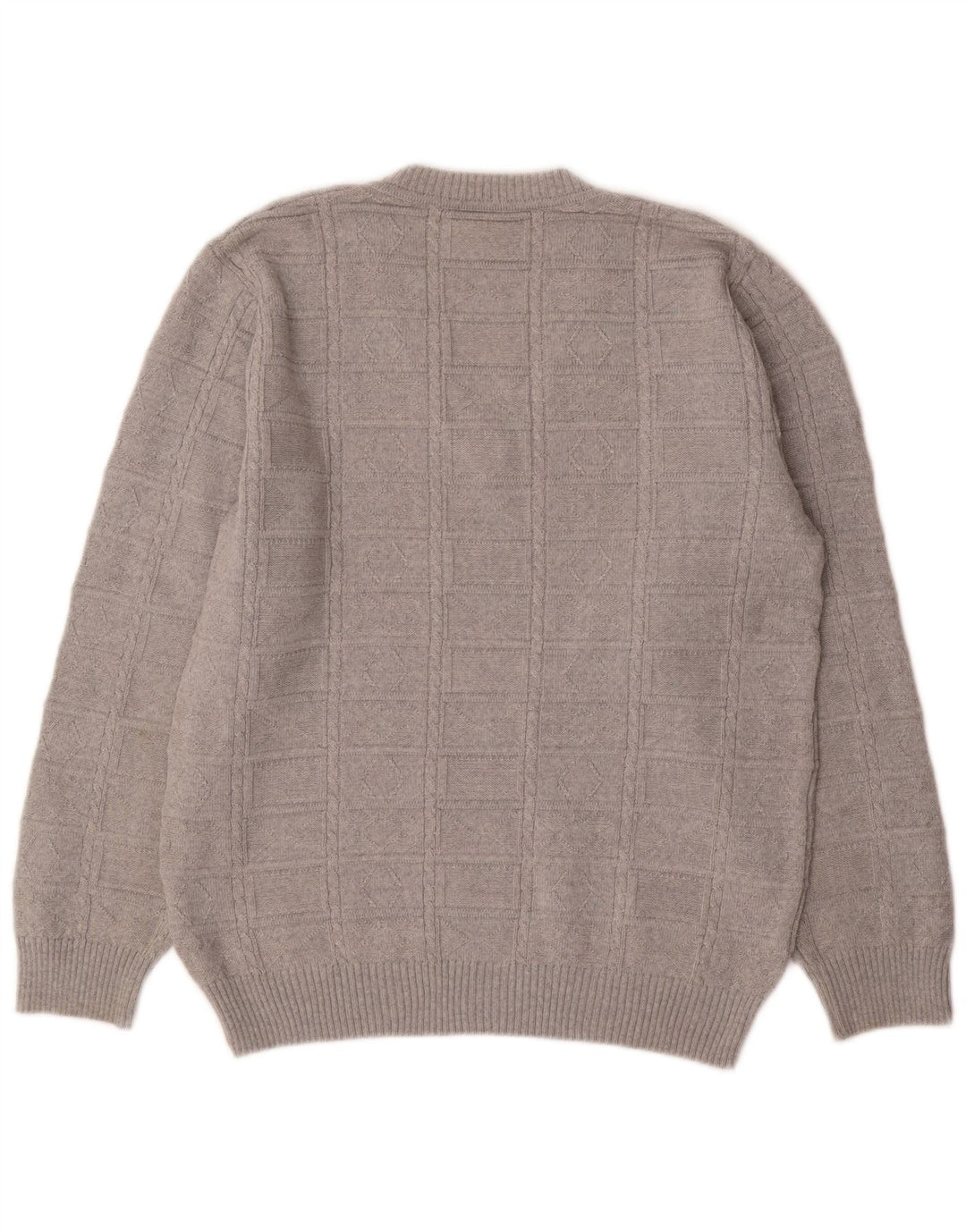 Vintage Herren Pullover mit V-Ausschnitt IT 50 Mittelgraues Polyacryl