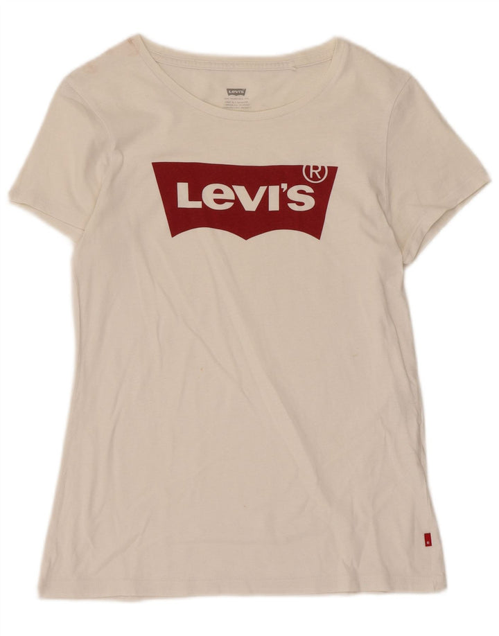 Levi's Damen-T-Shirt mit Grafik, UK 10, Größe S, Weiß