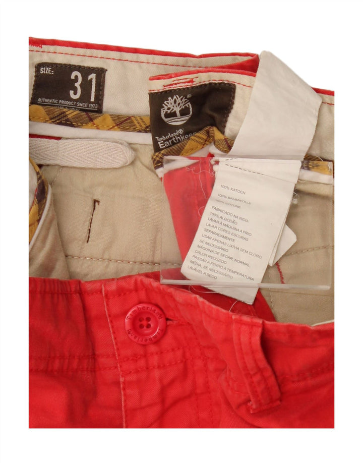 TIMBERLAND Mens Earthkeepers Chino Shorts W31 Medium Red Cotton Vintage Timberland and Second-Hand Timberland from Messina Hembry 