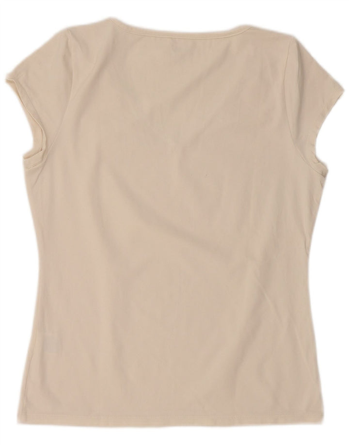 FILA Damen T-Shirt Top UK 16 Large Off White Nylon