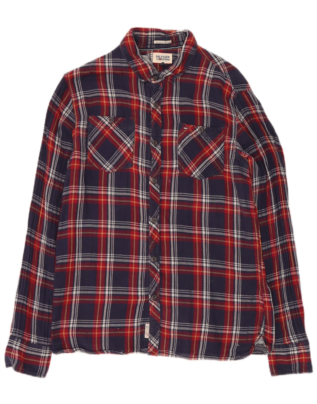 TOMMY HILFIGER Herren-Flanellhemd, groß, marineblau, kariert, Baumwolle