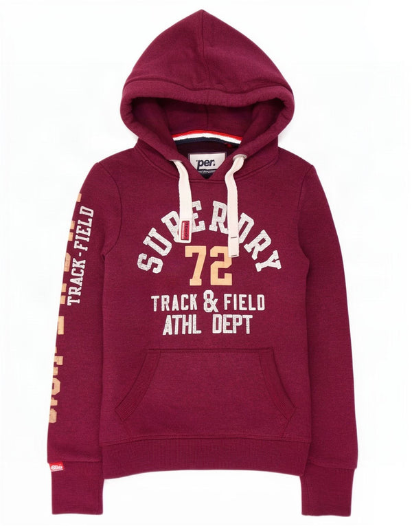 Superdry Damen Graphic Hoodie Pullover UK 2 2XS Kastanienbraun Baumwolle