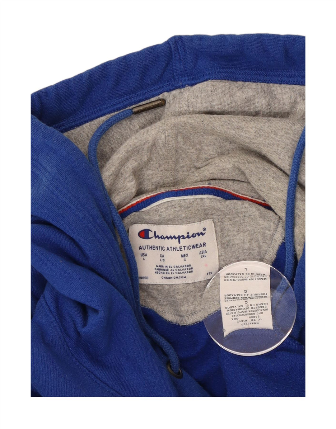 CHAMPION Mens Hoodie Jumper Large Blue Polyester