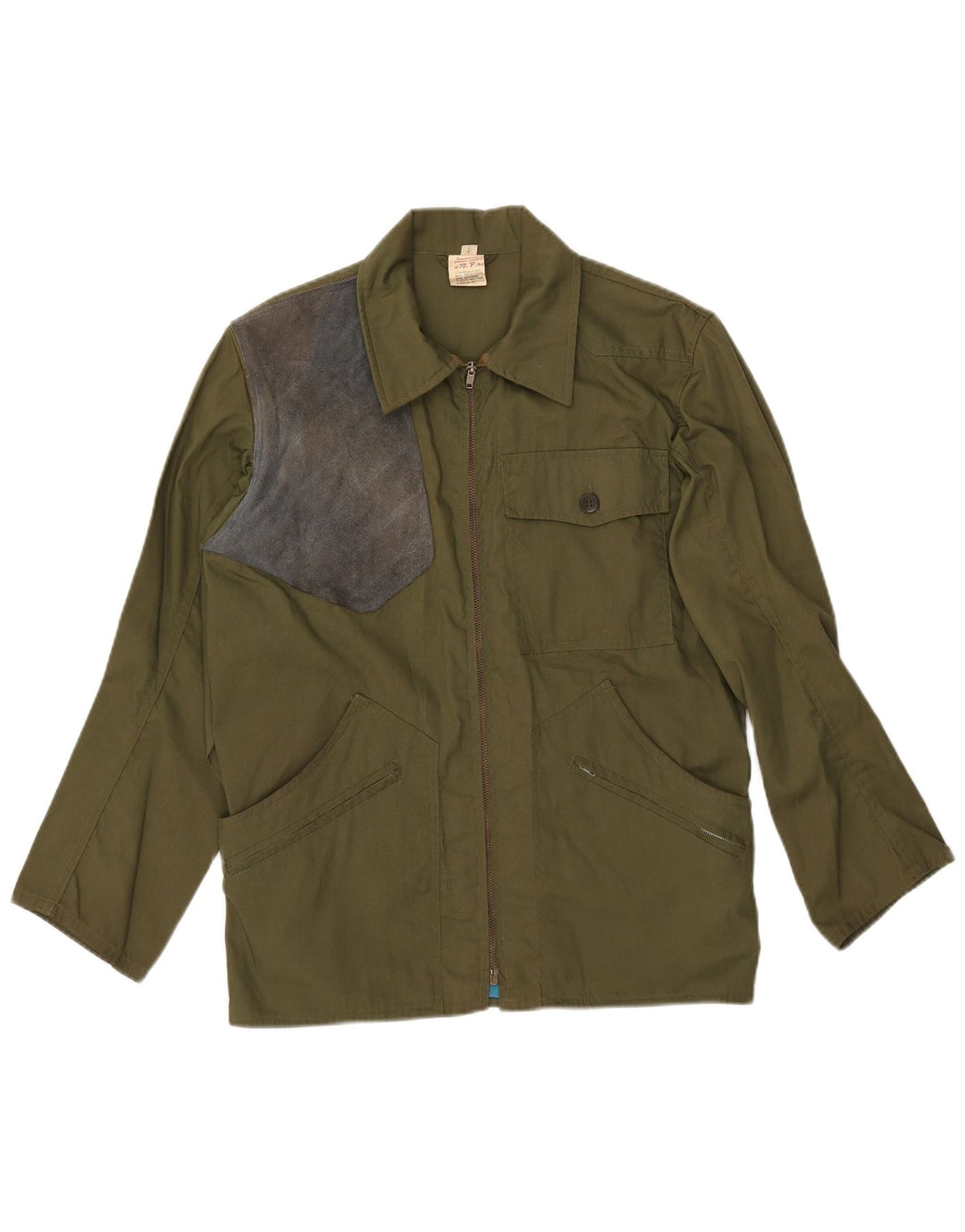 VINTAGE Herren-Utility-Jacke UK 36 Small Khaki Polyester