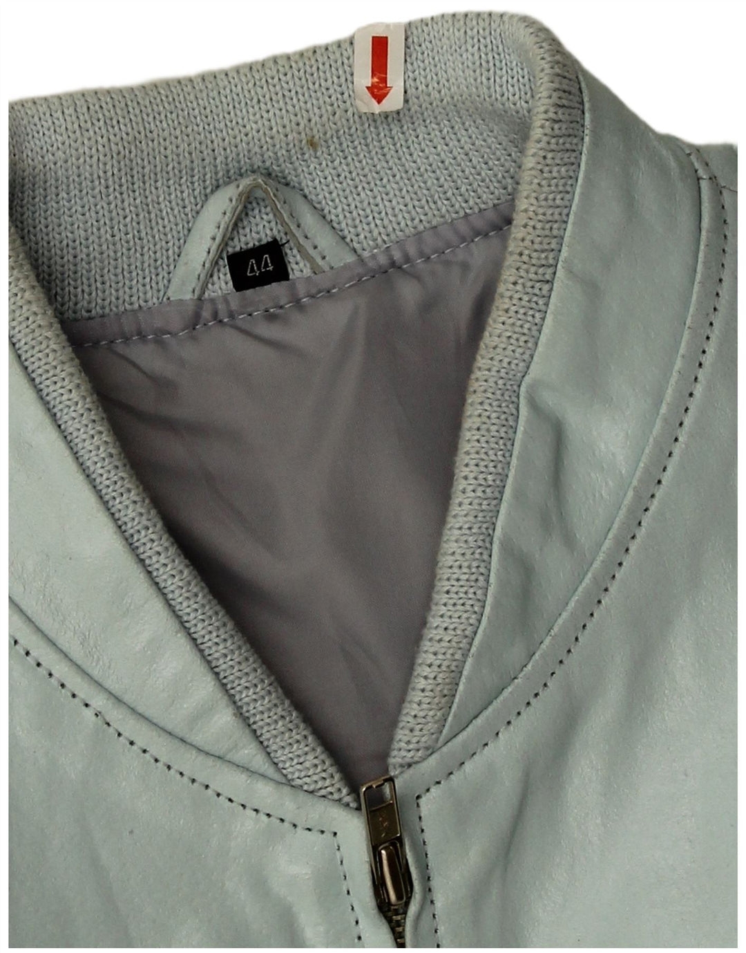 Vintage Damen Crop Kunstleder Bomberjacke IT 44 Mittelblau