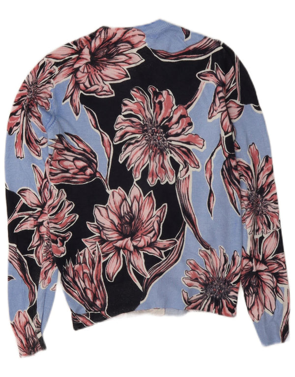 Marks & Spencer Damen-Cardigan-Pullover UK 8 Small Blue Floral Viscose