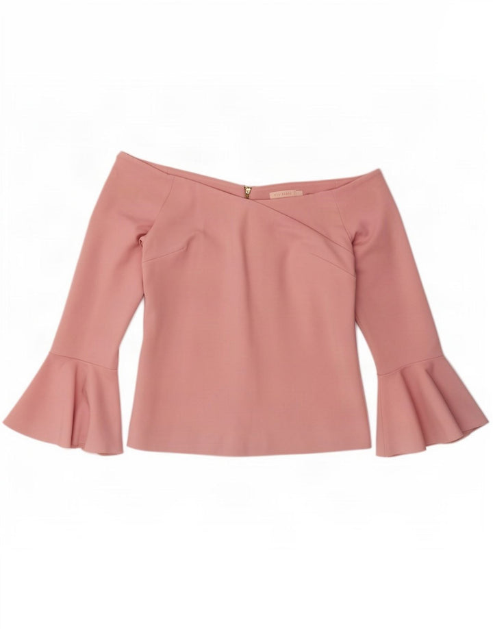 Ted Baker Damen Crop Off Shoulder Top Größe 3 Mittelrosa Viskose