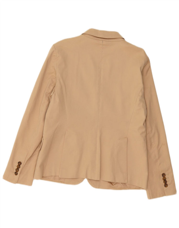ZARA Damen 2-Knopf-Blazerjacke EU 42 Große beige Baumwolle