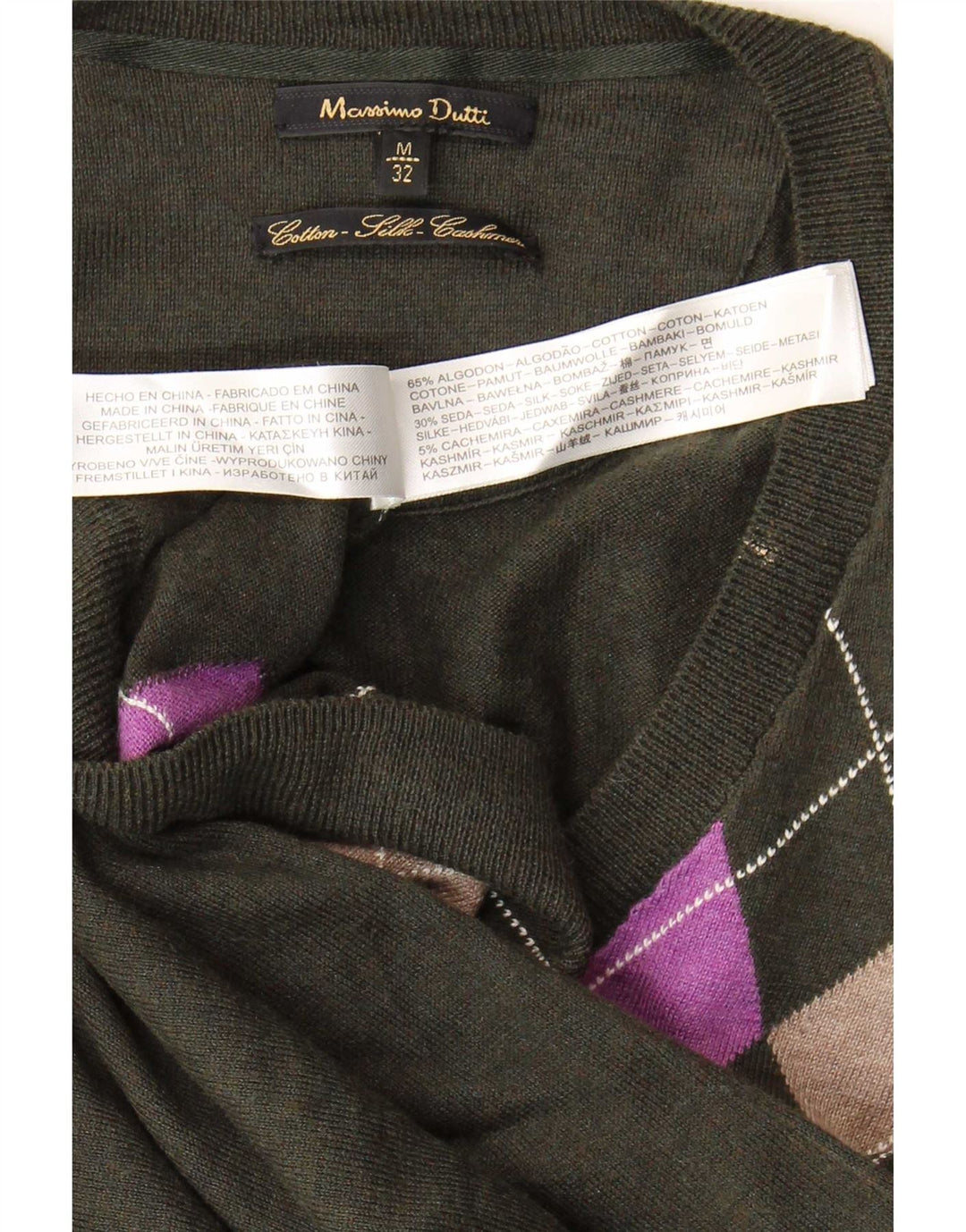 Massimo Dutti Damen-Pullover mit V-Ausschnitt, Gr. 12, Mittelgrün
