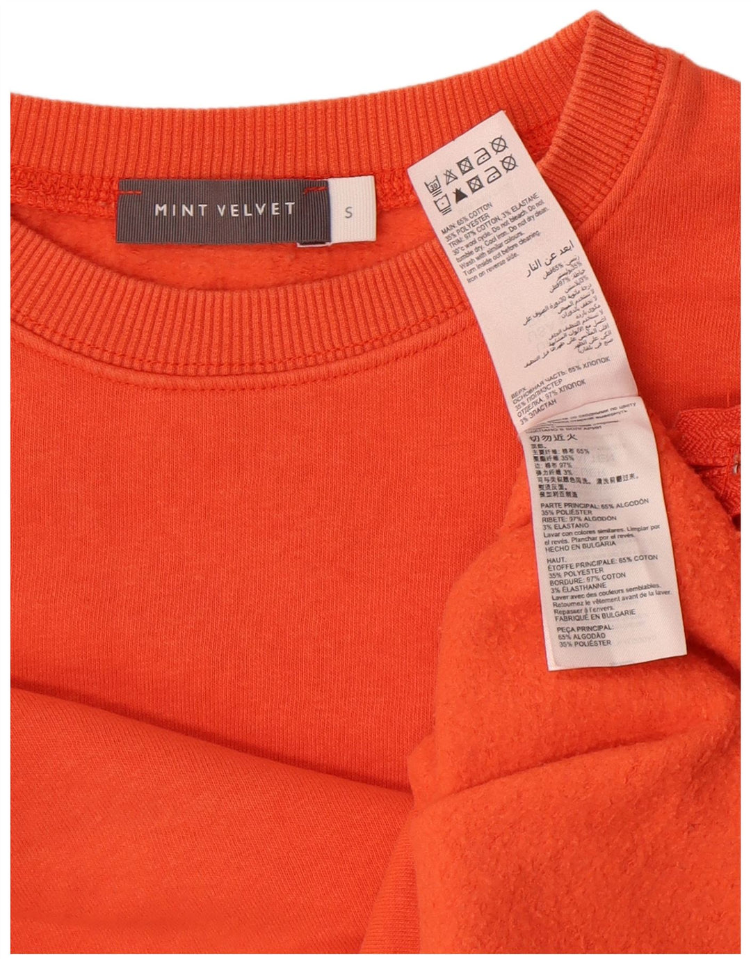 MINT VELVET Damen Crop Oversized Sweatshirt Pullover UK 10 Small Orange