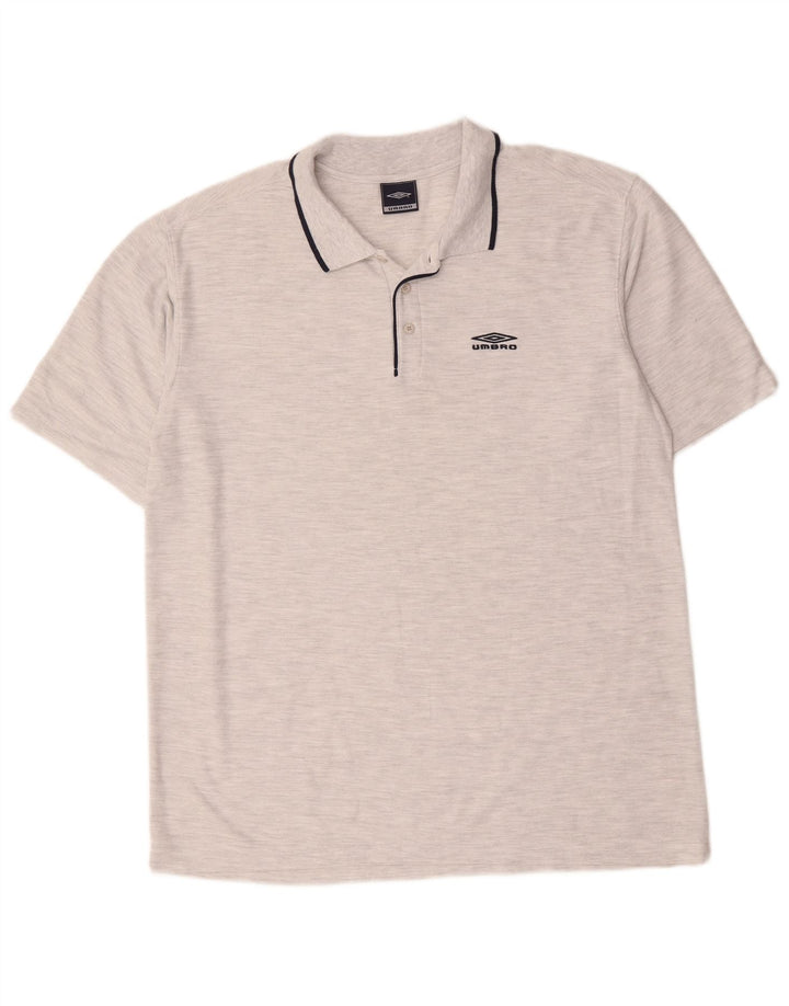 Umbro Herren Poloshirt XL grau gestreift aus Baumwolle