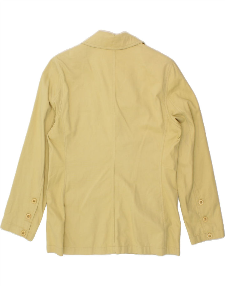 VINTAGE Womens 3 Button Blazer Jacket UK 12 Medium Yellow Cotton Vintage Vintage and Second-Hand Vintage from Messina Hembry 