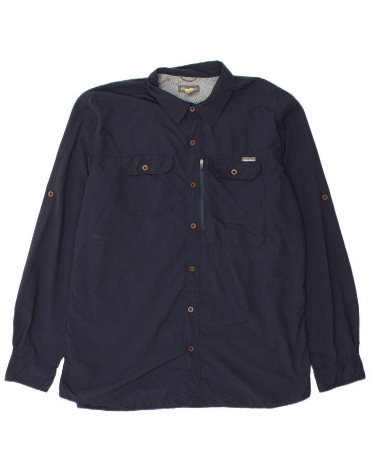 Eddie Bauer Herren-Reisehemd, groß, marineblaues Nylon