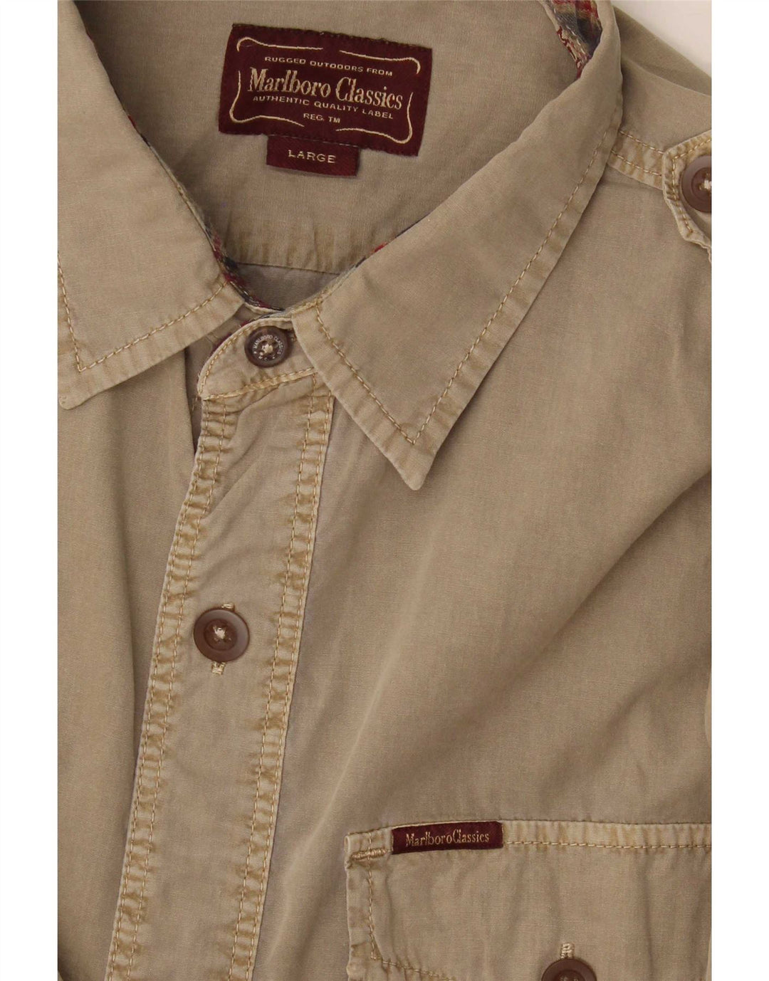 Marlboro Classics Herren-Militärhemd, groß, Khaki