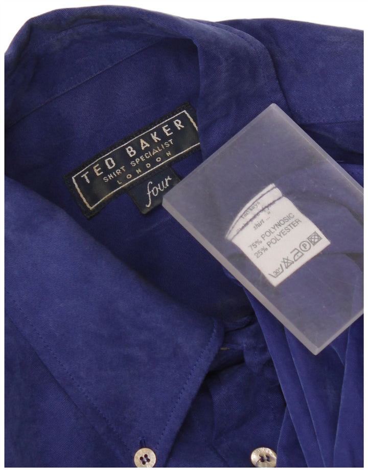 Ted Baker Herrenhemd, Größe 4, groß, blau, Polynosic