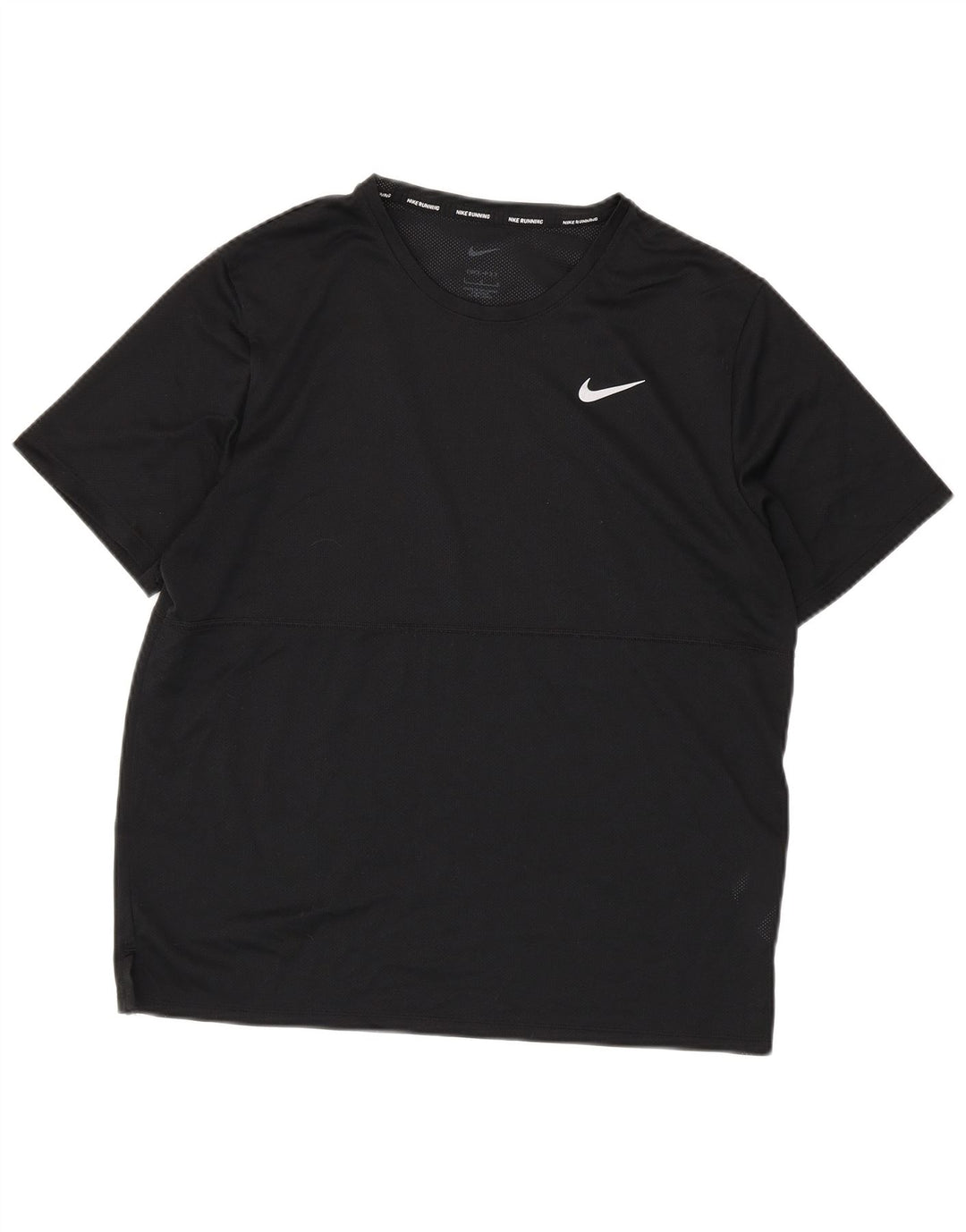Nike Herren Dri Fit Lauf-T-Shirt, Größe L, Schwarz, Polyester