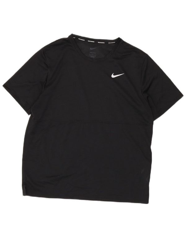 Nike Herren Dri Fit Lauf-T-Shirt, Größe L, Schwarz, Polyester