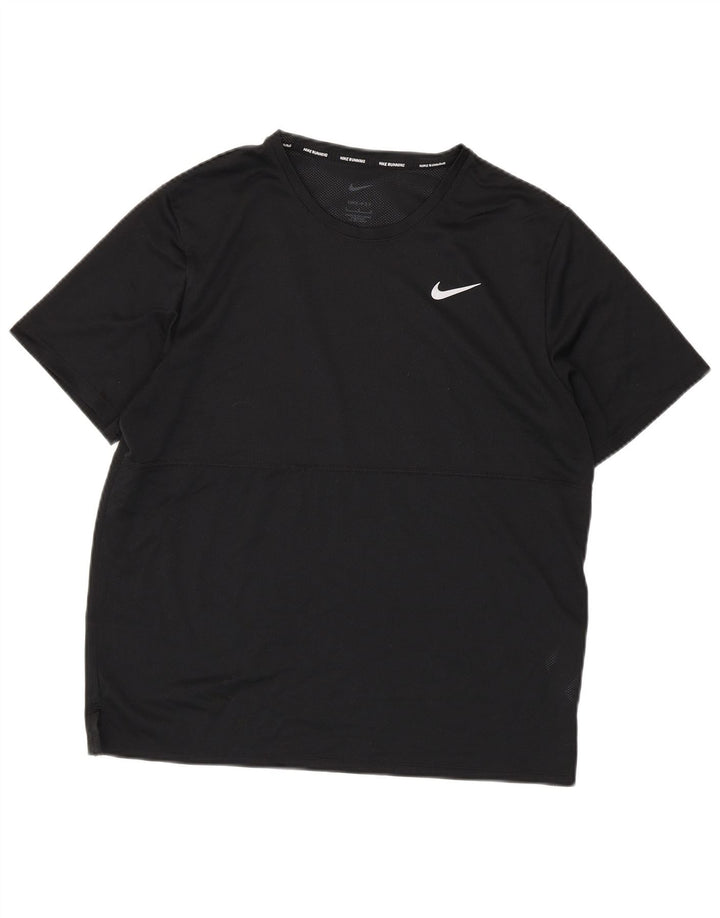 Nike Herren Dri Fit Lauf-T-Shirt, Größe L, Schwarz, Polyester
