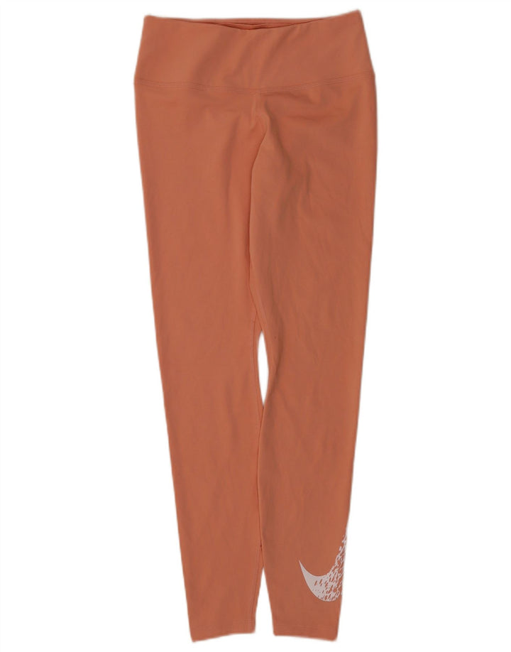 Nike Damen Dri Fit Graphic Leggings UK 8 Small Orange Polyester