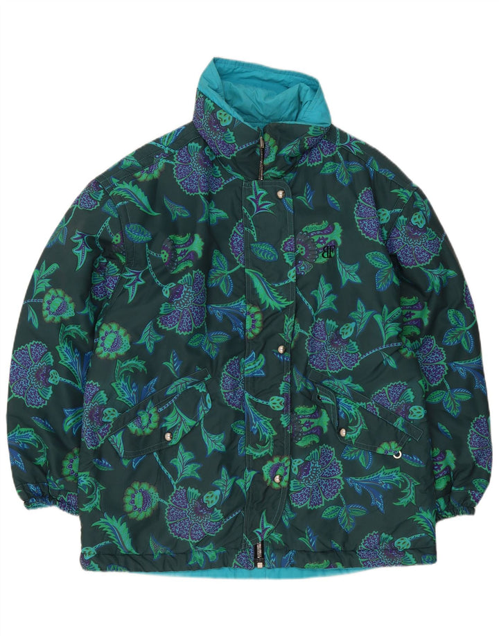 Belfe Damen Wendejacke IT 46 Großes blaues Blumenmuster aus Nylon