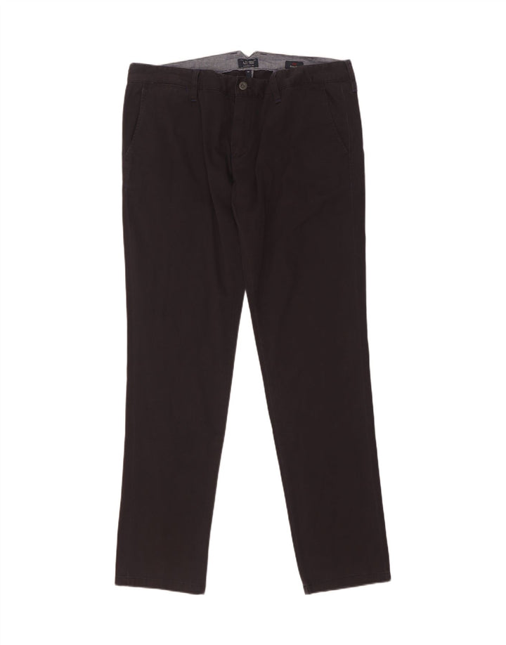 Armani Herren Extra Sim Fit Chinohose W36 L35 Schwarze Baumwolle