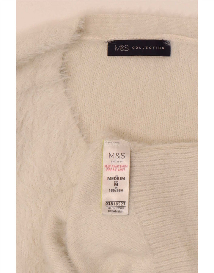 Marks & Spencer Damen-Pullover mit V-Ausschnitt, Gr. 12, Mittel, gebrochenes Weiß