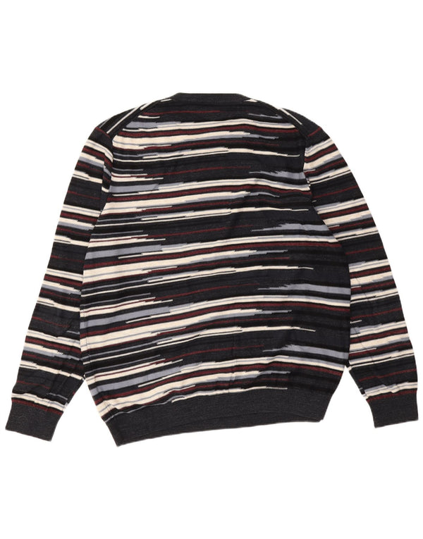Hugo Boss Herren-Pullover mit Rundhalsausschnitt, 2XL, marineblau, gestreift, Baumwolle