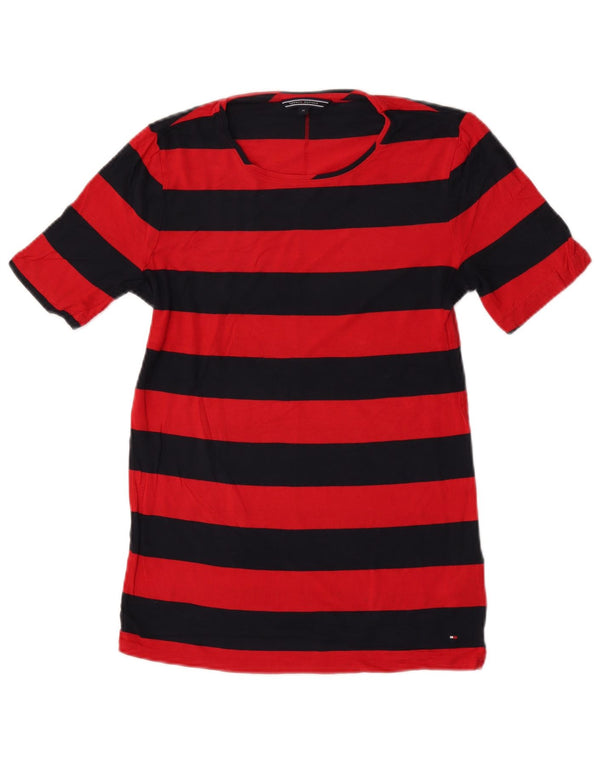 Tommy Hilfiger Damen T-Shirt Top UK 12 Mittelrot gestreift