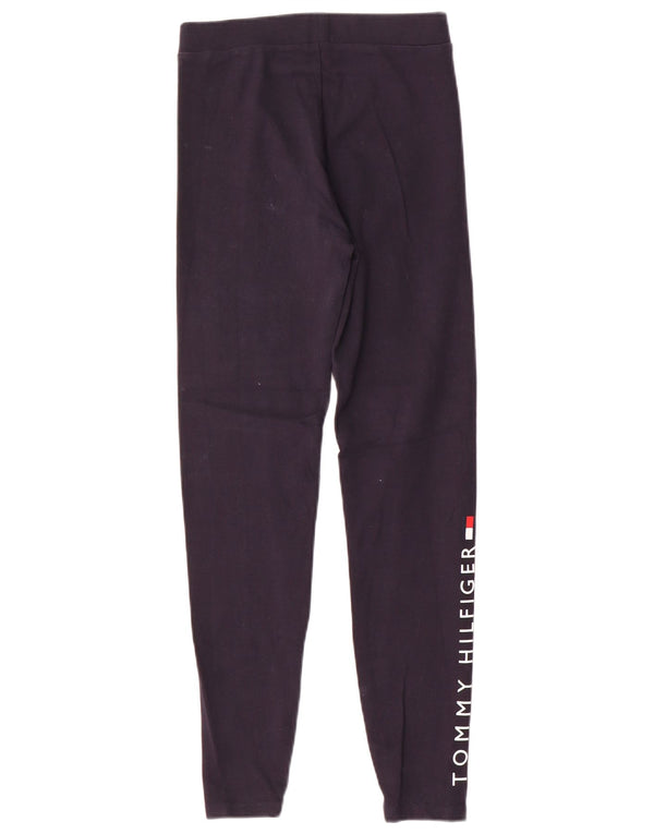 Tommy Hilfiger Womens Graphic Leggings UK 10 Small Marineblau Baumwolle