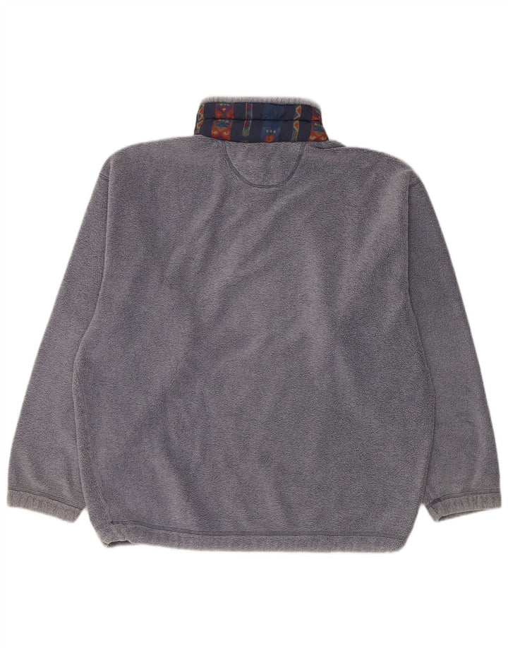 Johnny Lambs Herren-Fleecepullover mit Reißverschluss am Hals, großes blaues Fair-Isle-Polyester