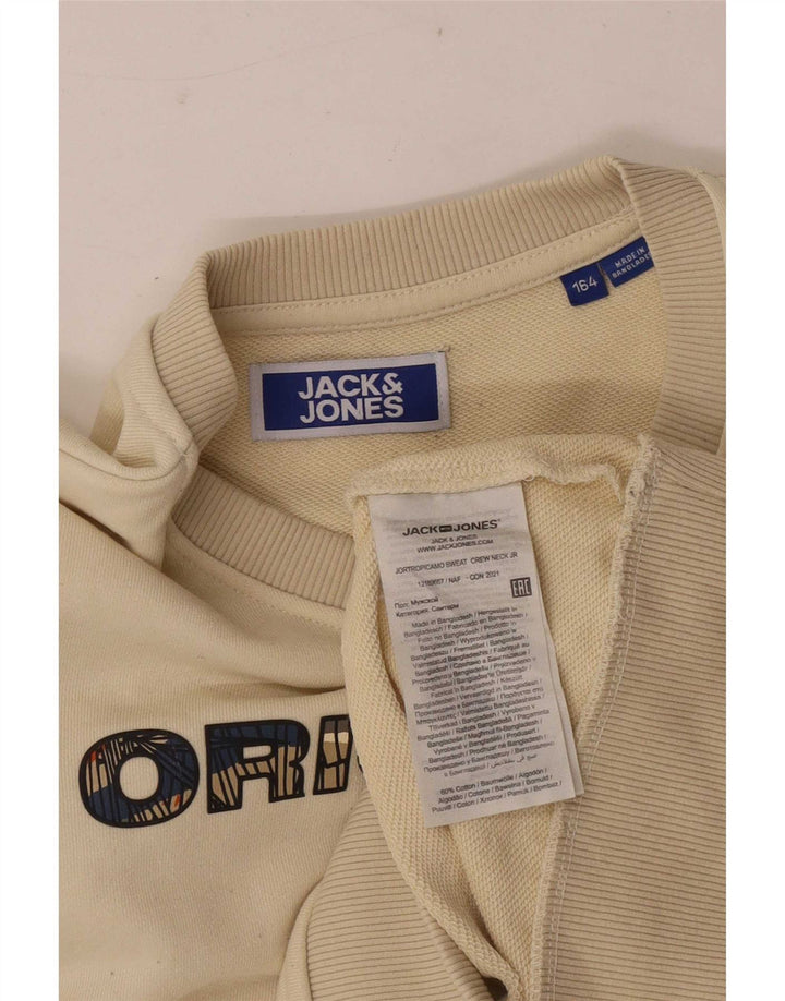 Jack & Jones Jungen-Sweatshirt mit Grafik, reguläre Passform, Beige, 13–14 Jahre