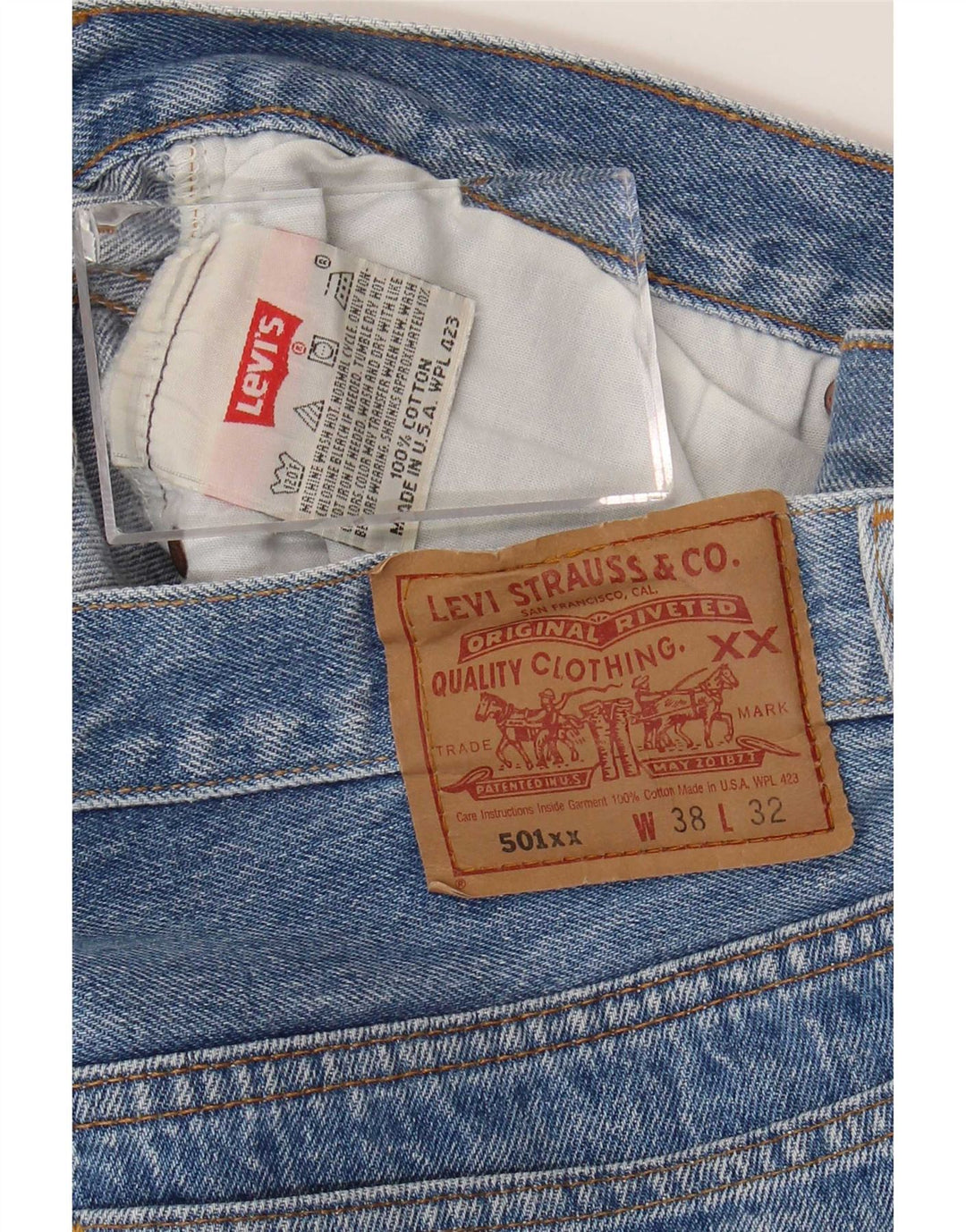 Levi's Herren 501 Straight Jeans W38 L29 Blaue Baumwolle