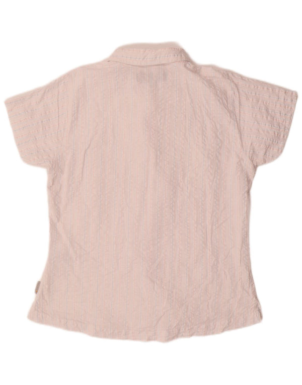 Regatta Damen Kurzarmhemd UK 14 Große weiß gestreifte Baumwolle