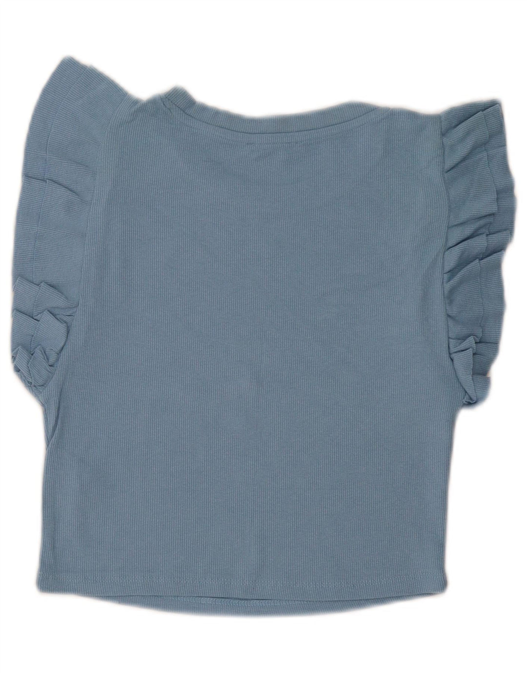 Zara Damen Crop Bluse Top UK 14 Große blaue Baumwolle