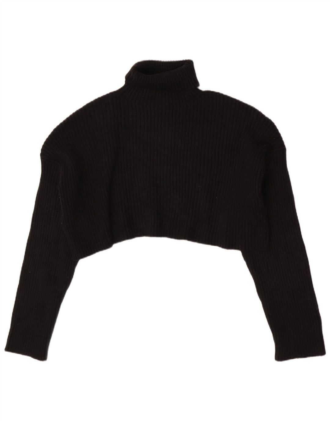 Zara Damen Crop Oversized Rollkragenpullover Pullover UK 16 Large Schwarz