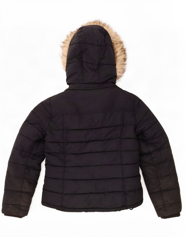 Topshop Damen-Jacke mit Kapuze, gepolstert, UK 12, Mittelschwarz, Polyester