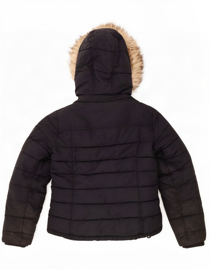 Topshop Damen-Jacke mit Kapuze, gepolstert, UK 12, Mittelschwarz, Polyester