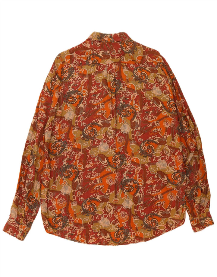 Cotton Club Herrenhemd aus mittelbrauner Viskose mit Blumenmuster