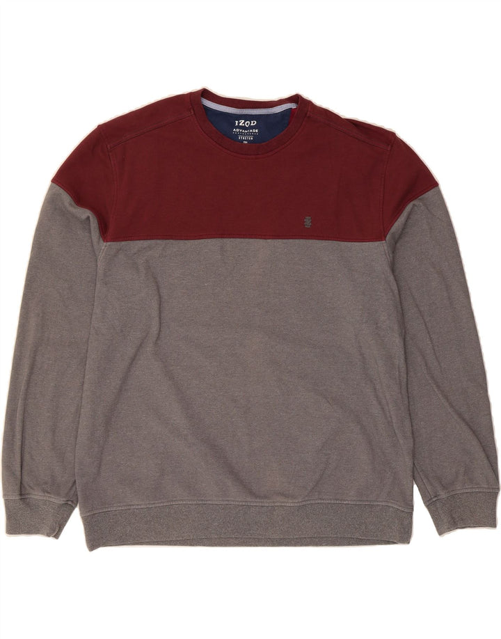 IZOD Herren-Stretch-Sweatshirt-Pullover 2XL Graues Colourblock-Polyester