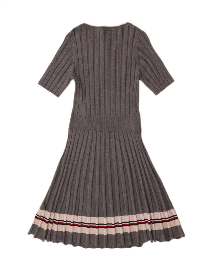 TOMMY HILFIGER Damen Pulloverkleid UK 14 Große grau gestreifte Viskose