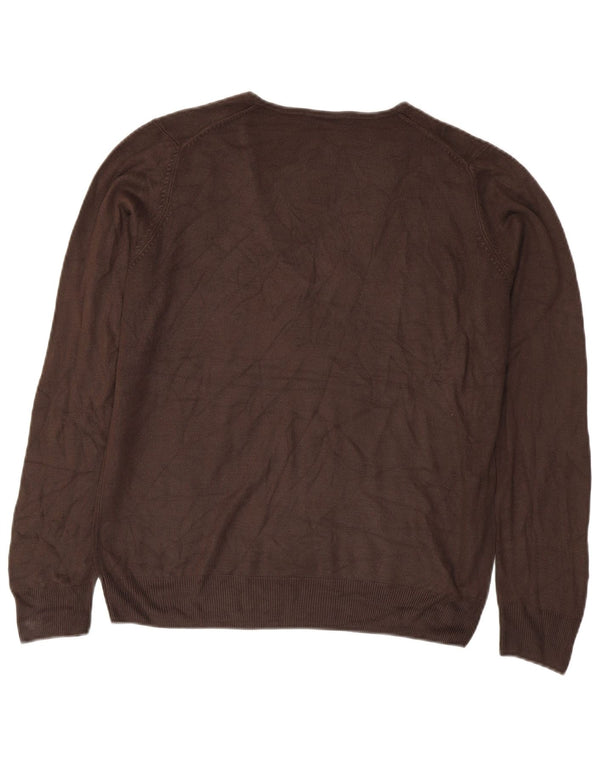 Marks & Spencer Damen-Pullover mit V-Ausschnitt, UK 16, Größe L, braun, Acryl