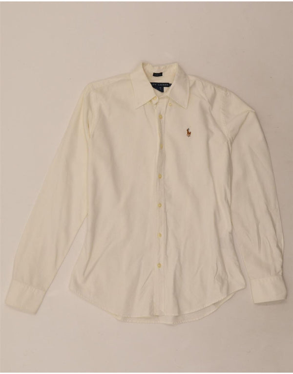 Ralph Lauren Damen Slim Fit Hemd US 4 Small Off White Cotton