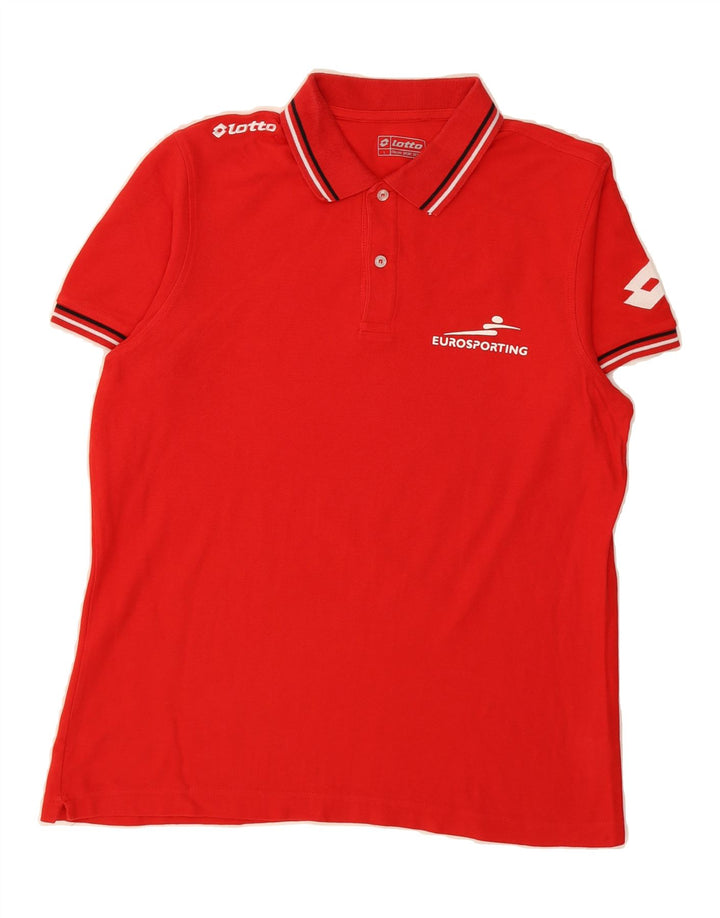 LOTTO Mens Polo Shirt Large Red Cotton Vintage Lotto and Second-Hand Lotto from Messina Hembry 