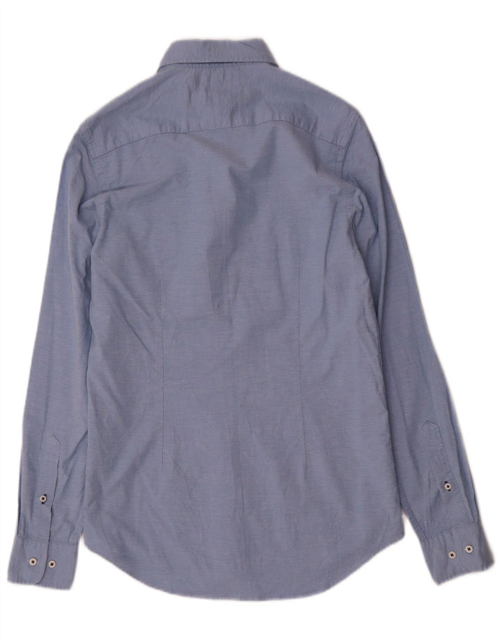Tommy Hilfiger Herren-Slim-Fit-Hemd, klein, aus blauer Baumwolle