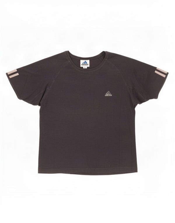 Adidas Damen T-Shirt Top UK 14 Mittelgraue Baumwolle